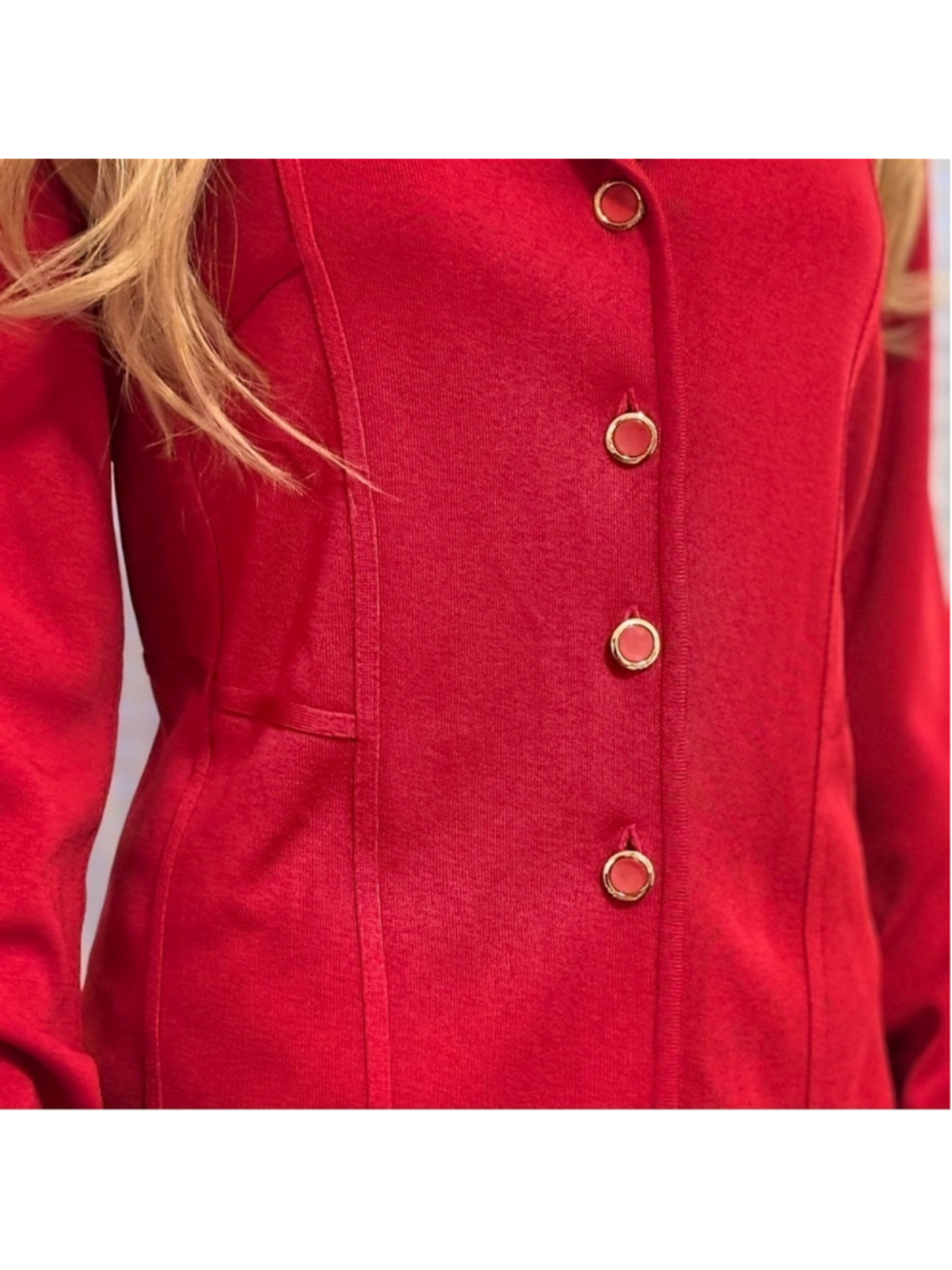 GORGEOUS EXCLUSIVELY MISOOK SOLID RED KNIT BLAZER IN EXCELLENT CONDITION - Picture 2 of 7